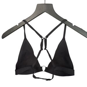 Free People Intimately Oh Scuba Triangle Bralette Black Women's Small Racer Back